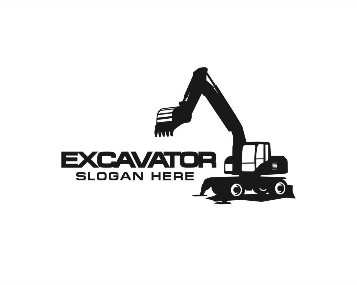 Excavator logo template vector. Heavy equipment logo vector for construction company. Creative excavator illustration for logo template.