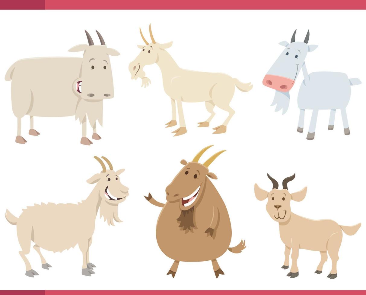 cartoon funny goats farm animal characters set vector