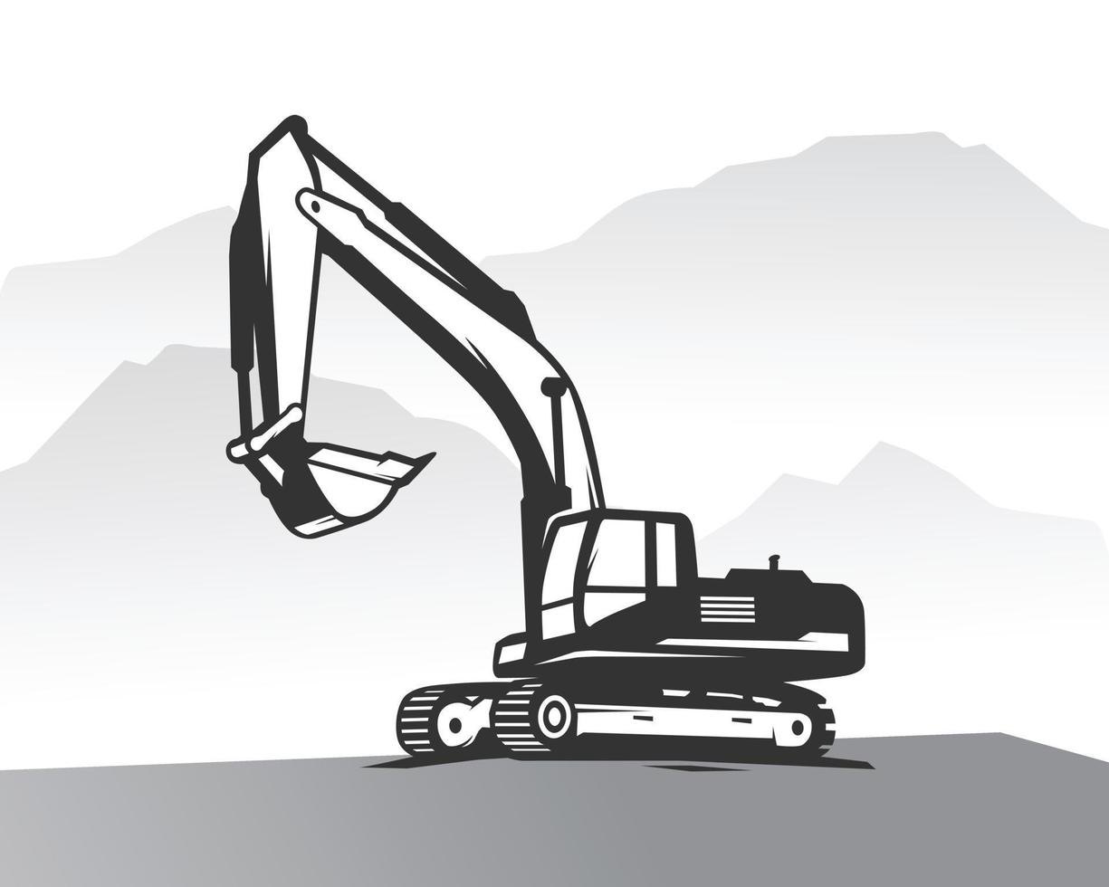 Excavator logo template vector. Heavy equipment logo vector for construction company. Creative excavator illustration for logo template.