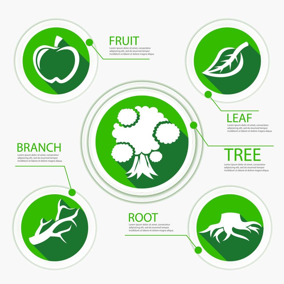 Tree Chart Go Green Flat Design, Vector Illustration