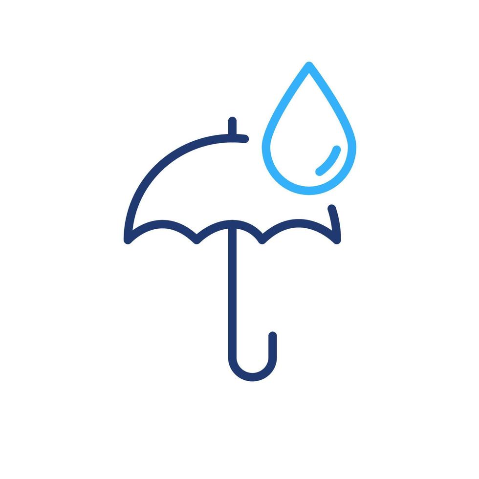 Umbrella Line Icon. Rain Concept Color Linear Pictogram. Umbrella Protective from Rain Outline Icon. Editable Stroke. Isolated Vector Illustration.