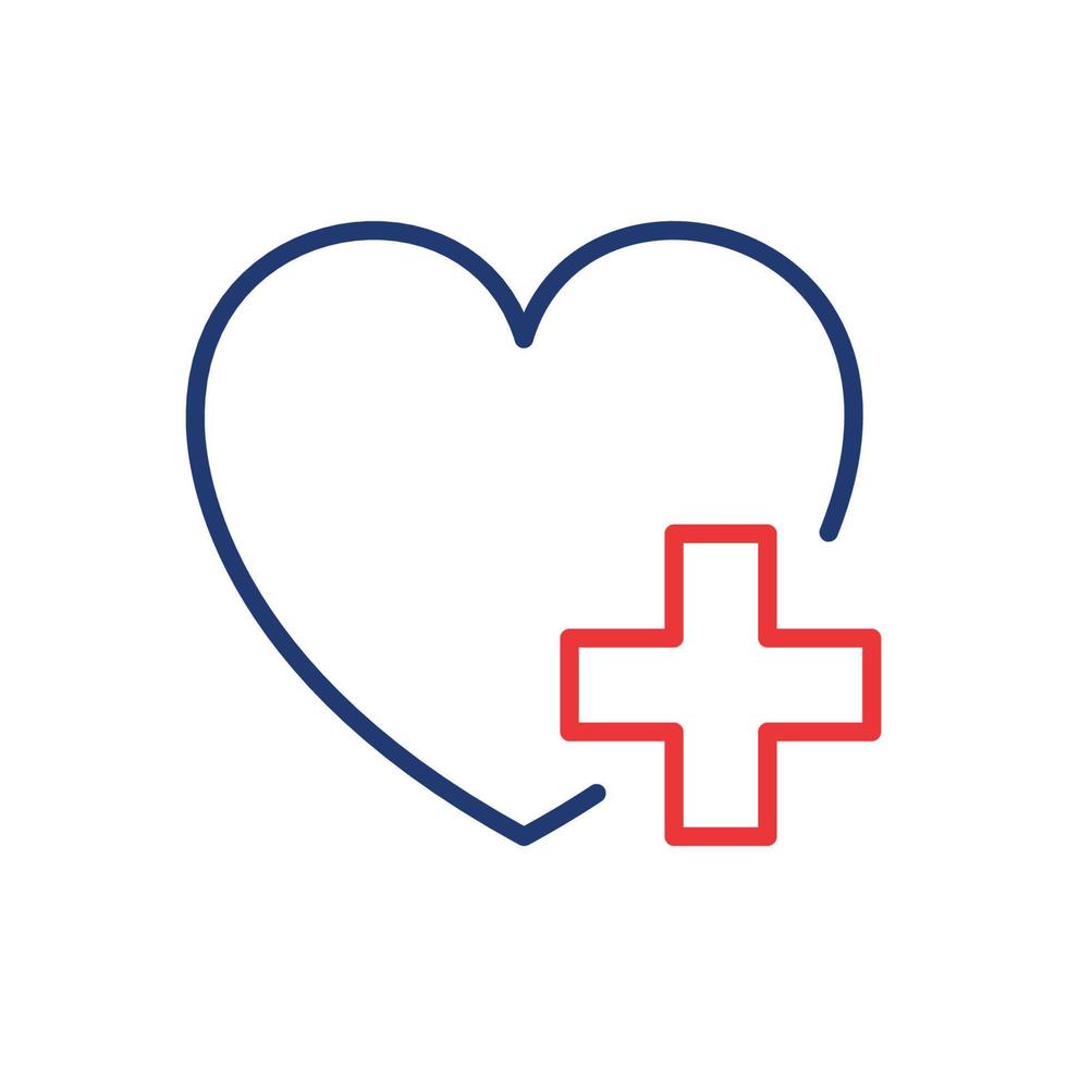 Heart with Plus Line Icon. Donation Concept. Charity and Humanitarian Aid Linear Pictogram. Healthcare Assistance Outline Icon. Editable Stroke. Isolated Vector Illustration.