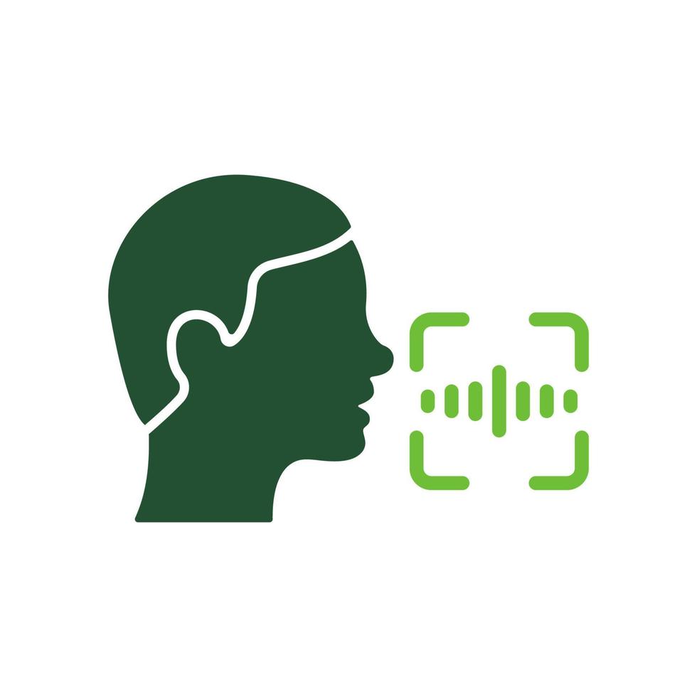 Command Voice ID Recognition Technology Silhouette Icon. Access Identification by Voice Glyph Pictogram. Verification Speak for Access Symbol. Voice Assistant Sign. Isolated Vector Illustration.