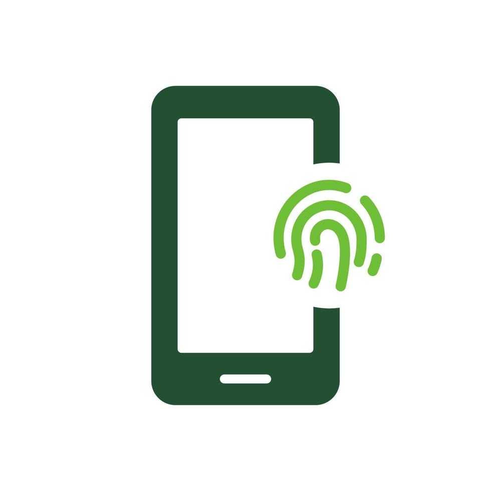 Fingerprint Identification in Mobile Phone Silhouette Icon. Touch ID in Cellphone Glyph Pictogram. Finger Print Scanner on Smartphone Sign. Biometric Identity Symbol. Isolated Vector Illustration.