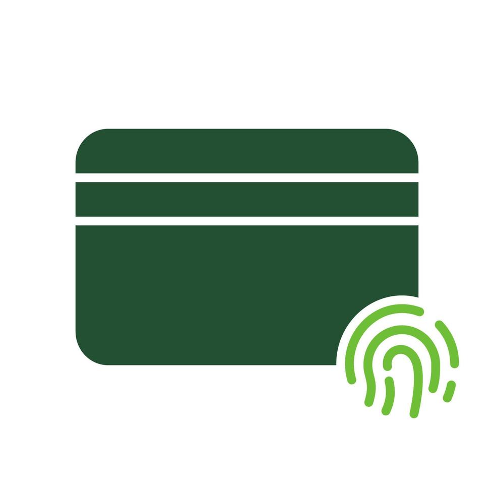 Credit Card with Fingerprint Silhouette Icon. Financial Identity by Fingerprint Glyph Pictogram. Bank Plastic Card with Thumbprint Identification Technology Sign. Isolated Vector Illustration.
