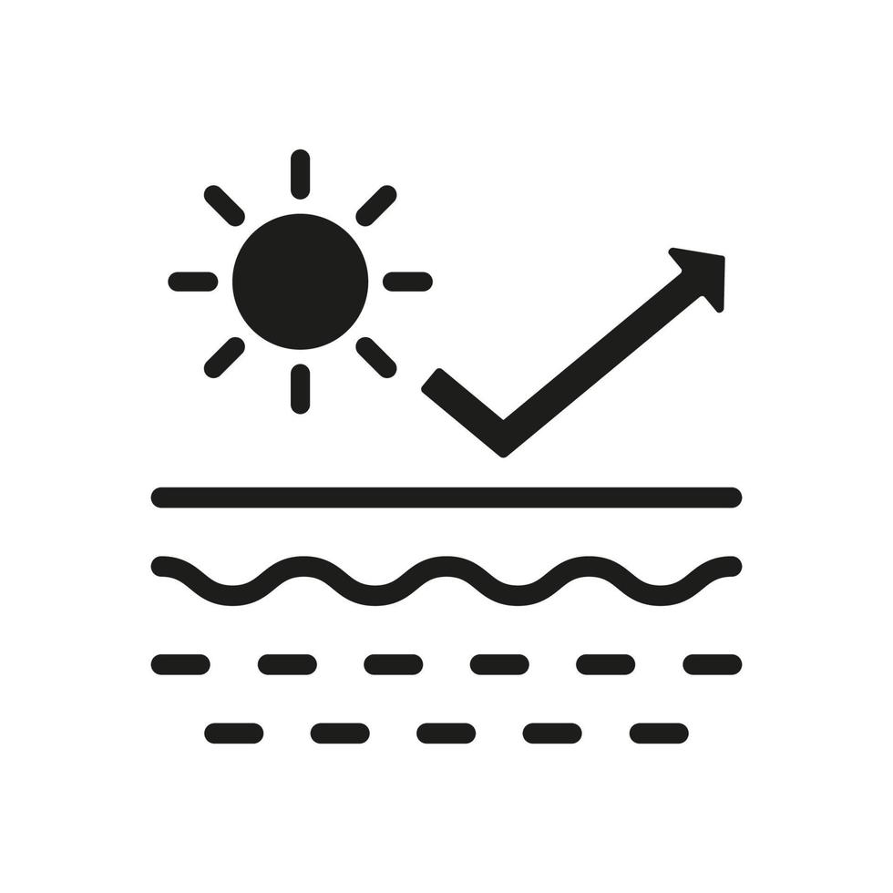 uv proteccion piel silueta icono. detener ultra Violeta y spf crema concepto. reflejar ultravioleta radiación desde piel glifo pictograma. bloquear solar ligero icono. aislado vector ilustración.