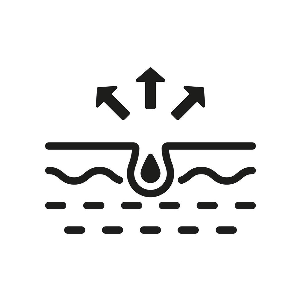 Pore Cleaning Silhouette Icon. Sebum Removal and Cleansing Clogged Deep Pore Glyph Pictogram. Unclog Skin Face of Dirty Blackhead and Dust Icon. Isolated Vector Illustration.