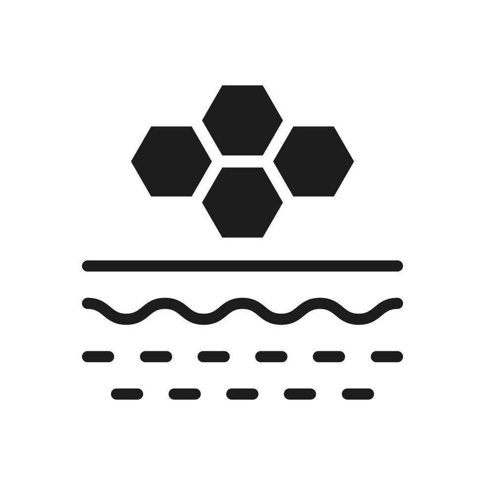 Honey Product for Skin Care Silhouette Icon. Collagen Extract for Cosmetic Procedure Glyph Pictogram. Honeycomb Hexagon on Skin Structure Icon. Isolated Vector Illustration.