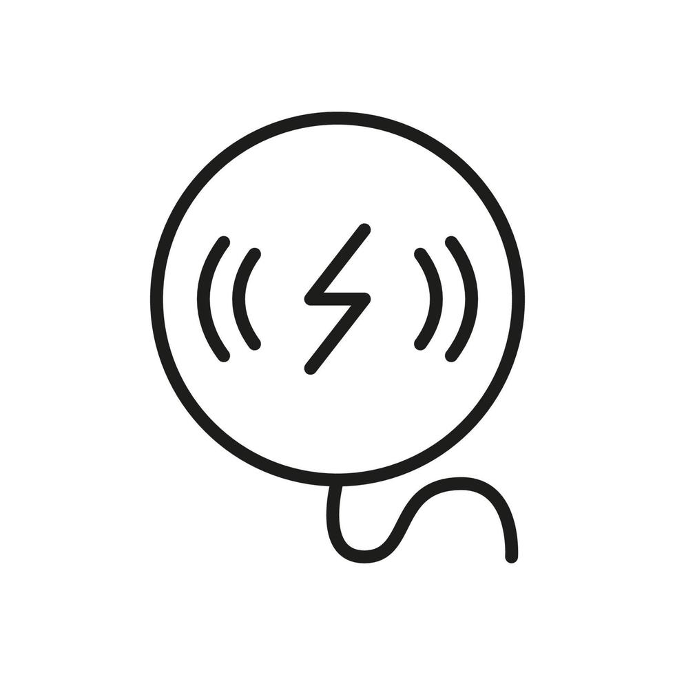 Wireless Charger Line Icon. Power Charge for Mobile Phone Pictogram. Device for Recharge Smartphone Energy Symbol. Wireless Battery with Lightning. Editable Stroke. Isolated Vector Illustration.