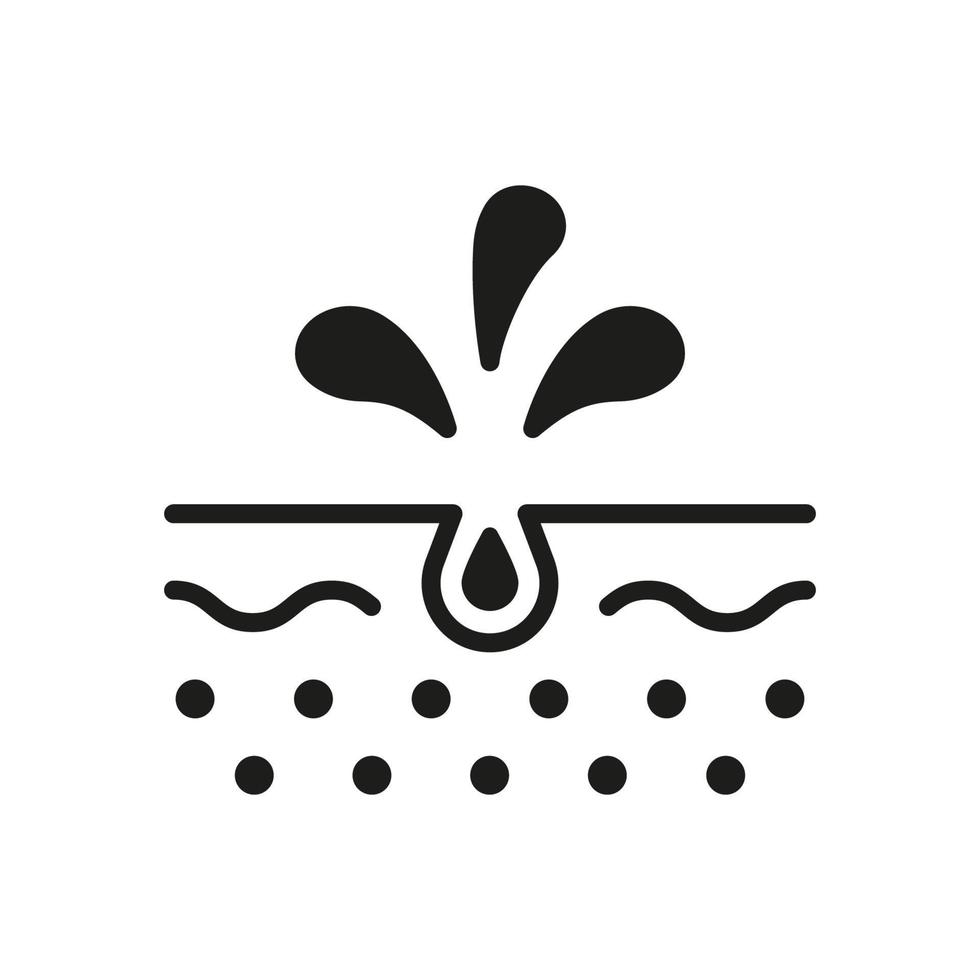 Facial Skin Care Glyph Pictogram. Unclog Skin Face of Dirty Blackhead and Dust Icon. Cleansing Clogged Deep Pore Silhouette Icon. Isolated Vector Illustration.