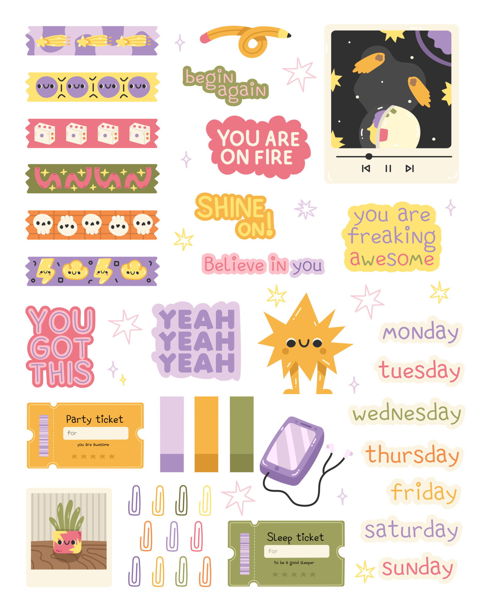 Cute planner stickers. Organizer tags, color patterns and calendar icons.  Check, planners and weekly label days. School day planning stickers with  trendy lettering and elements. Back to school 20794811 Vector Art at