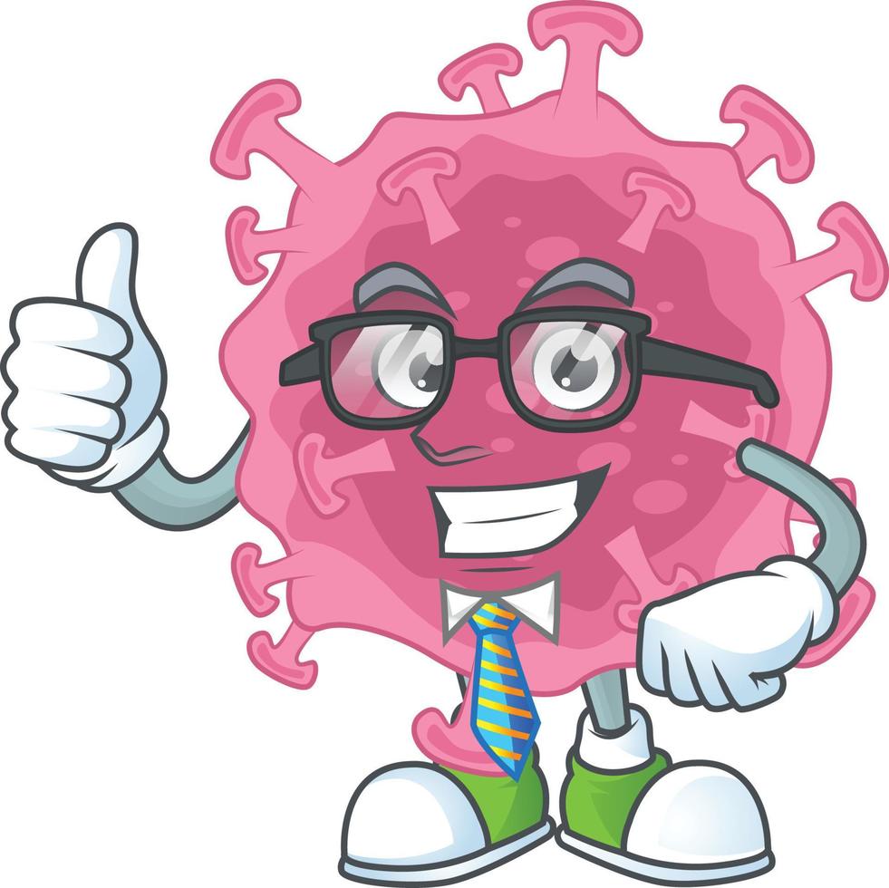 un dibujos animados personaje de corona virus parásito vector