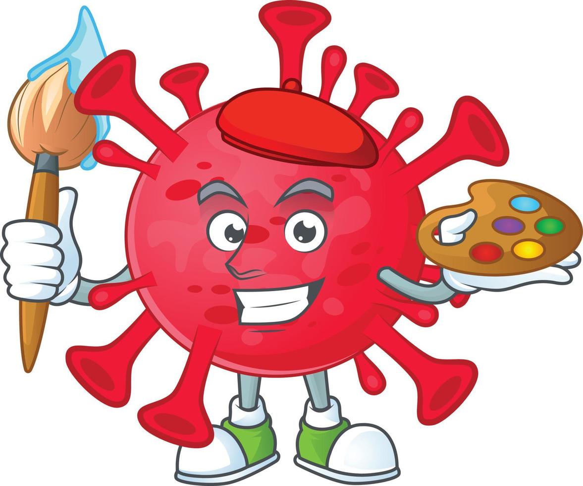 A cartoon character of coronavirus amoeba vector