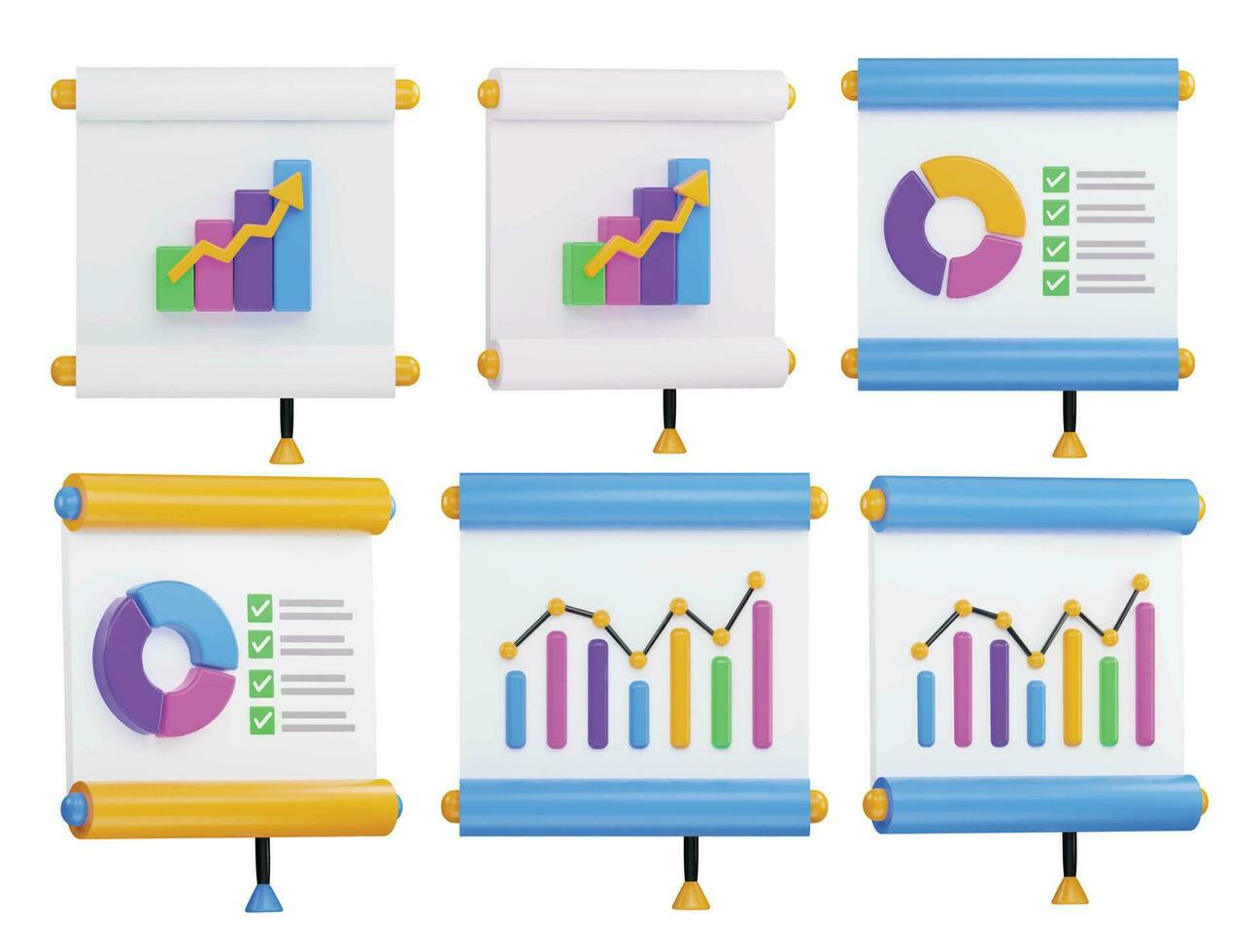 Business Chart Set 3d Vector Icon