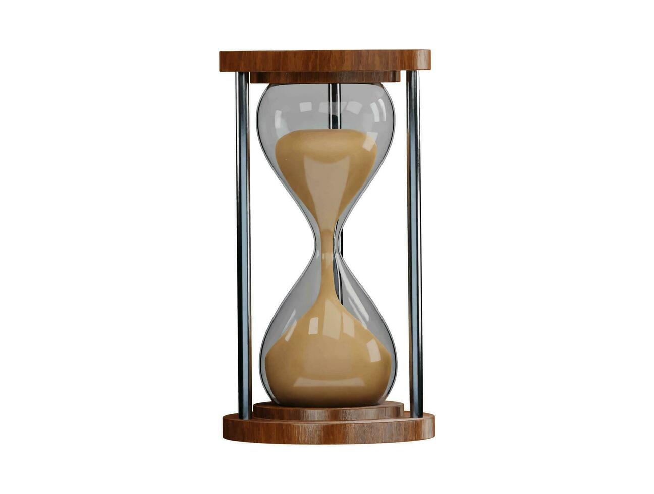 A hourglass with a wooden frame and the word time on it vector