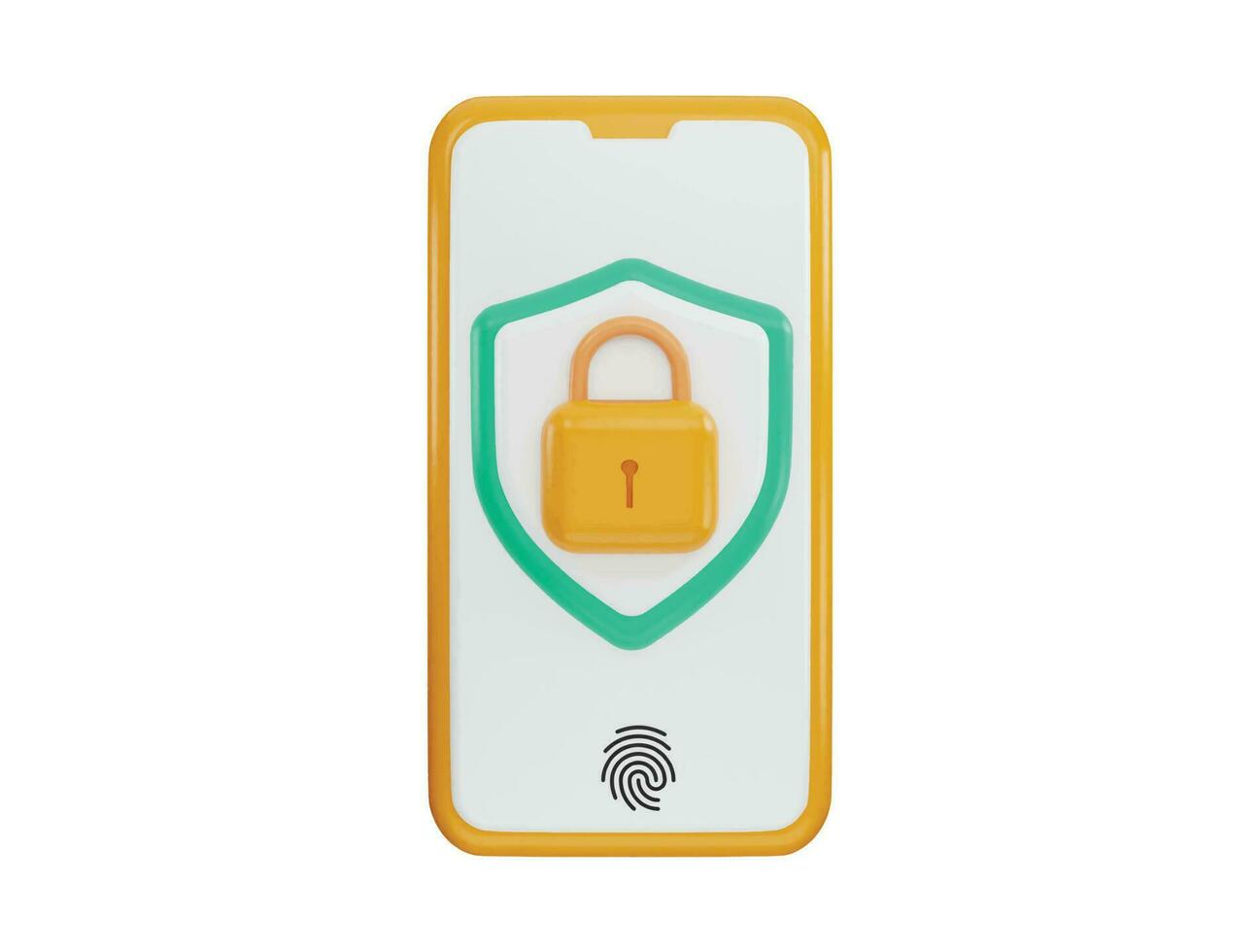 Phone with secure lock screen, data protection icon 3d rendering vector illustration