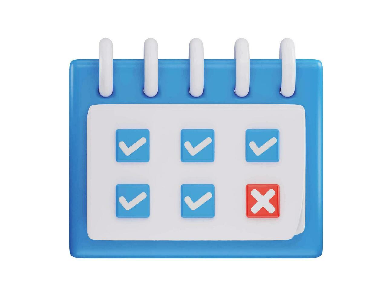 Calendar with marked date icon 3d render illustration vector