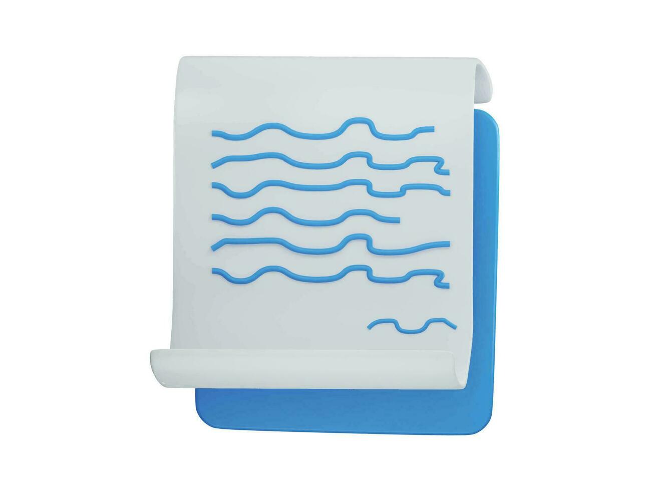 A white and blue paper that says the word icon on 3d render vector