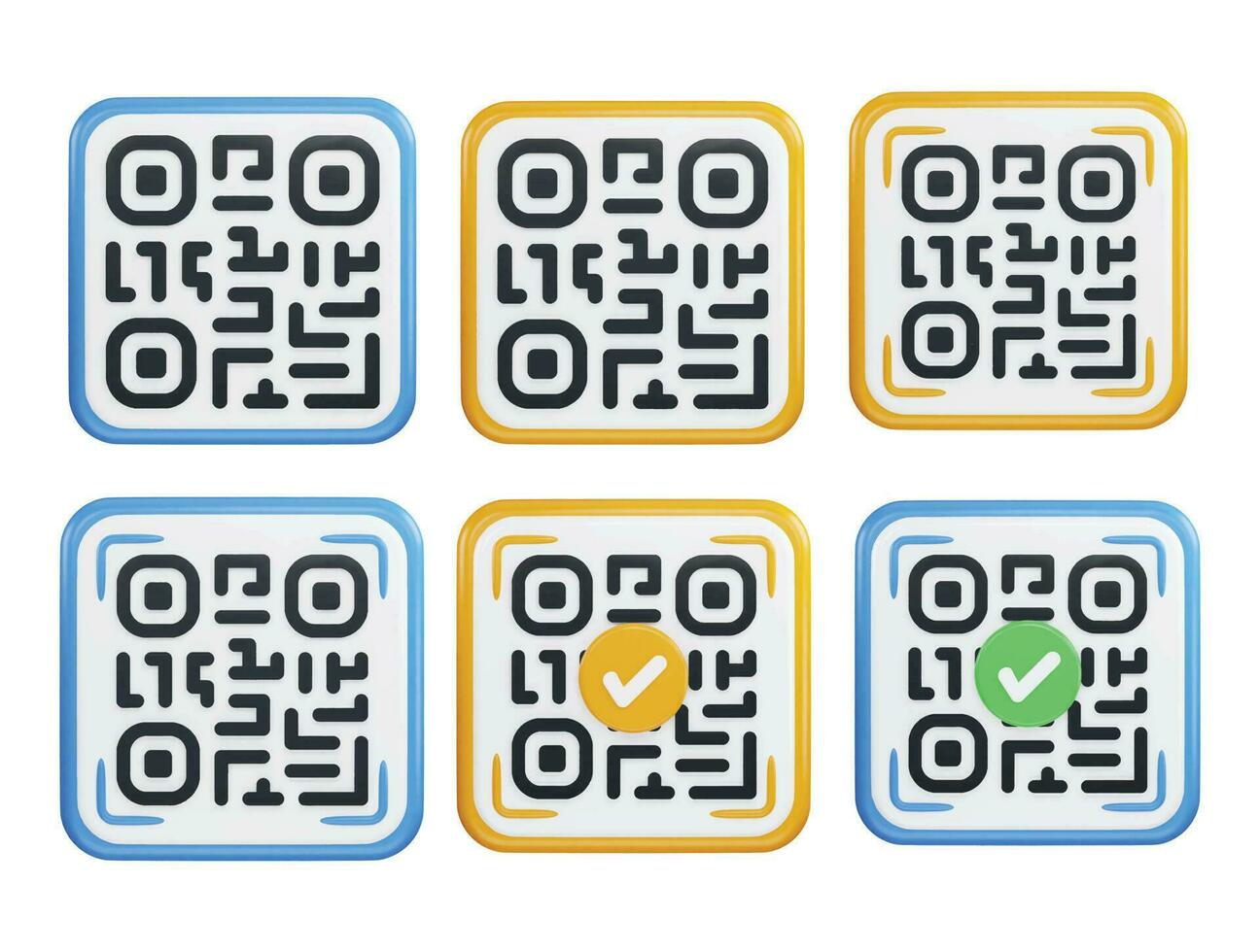 QR Code Set 3d Vector Icon Illustration