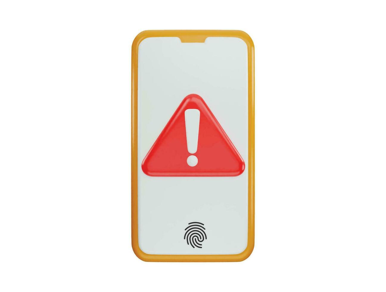 Phone with warning icon 3d rendering vector illustration