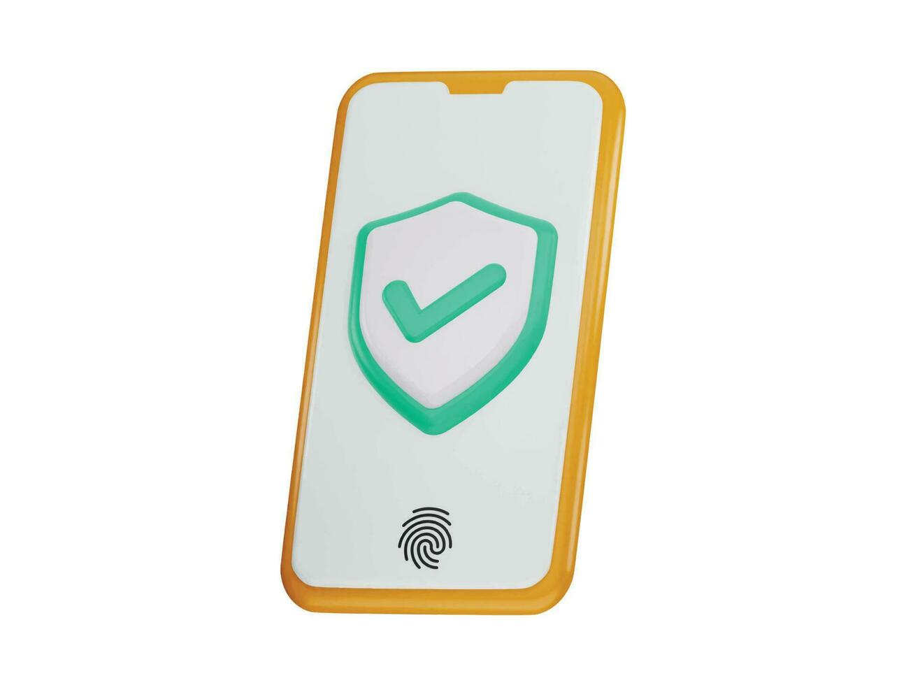 Phone with a green verified icon 3d rendering vector illustration