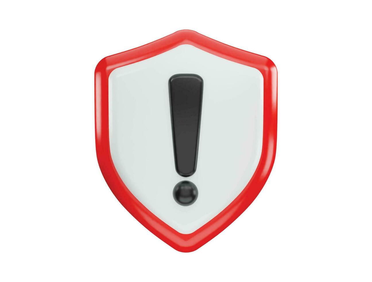 Shield with warning icon 3d rendering vector illustration