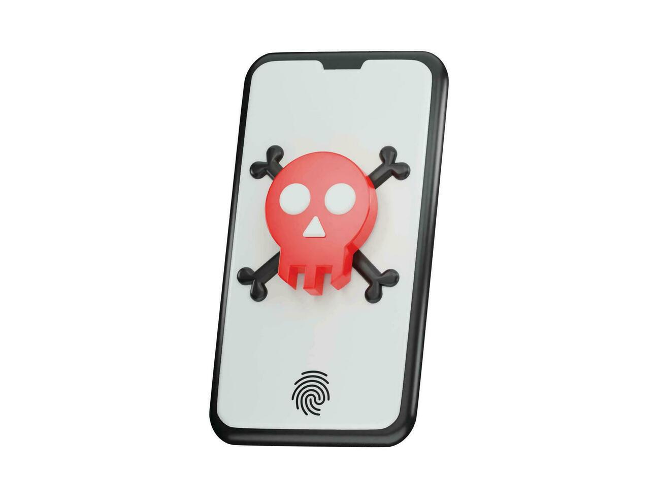 Phone with danger security icon 3d rendering vector illustration