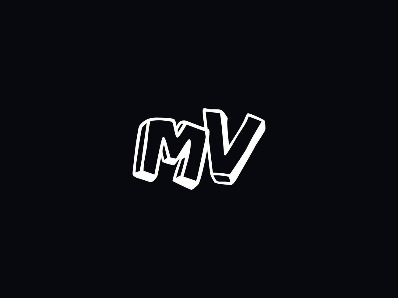tipografía mv logo icono, negro blanco mv color logo letra vector