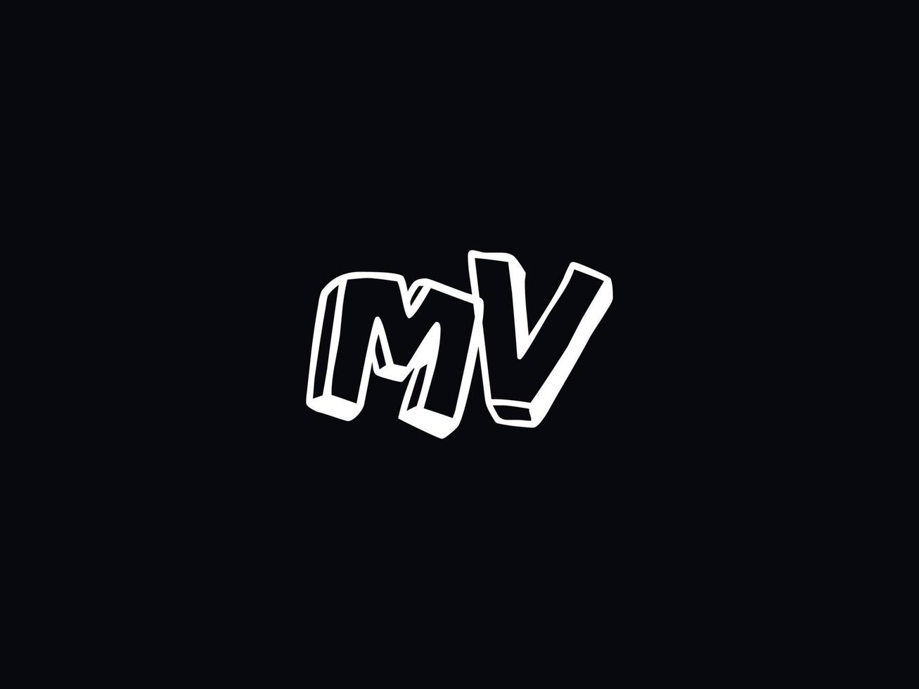 Typography Mv Logo Icon, Black White MV Color Logo Letter Vector