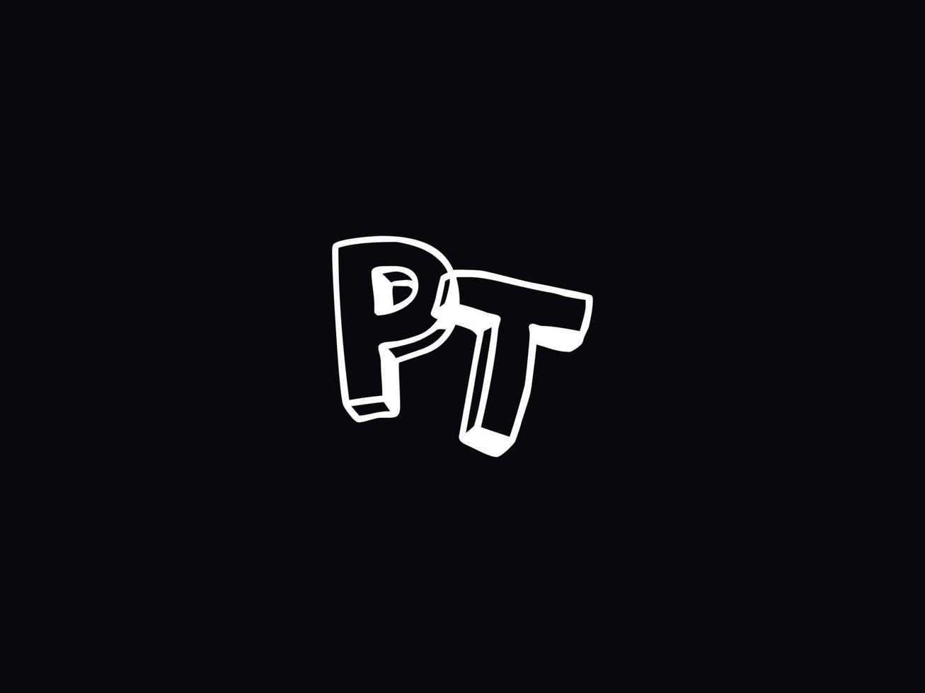 creativo pt letra logo, monograma pt negro blanco letra logo diseño vector
