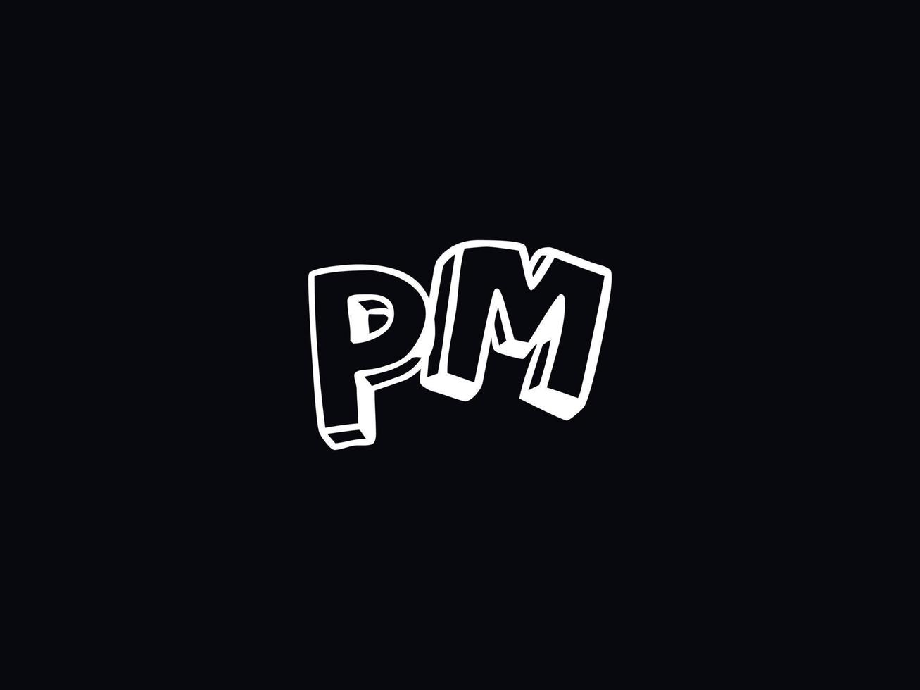 creativo pm letra logo, monograma pm negro blanco letra logo diseño vector