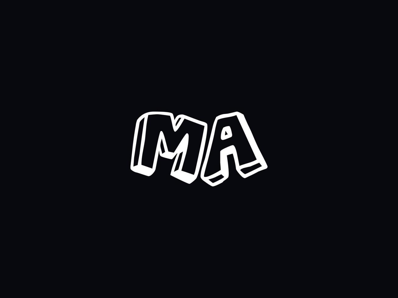 Typography Ma Logo Icon, Black White MA Color Logo Letter Vector
