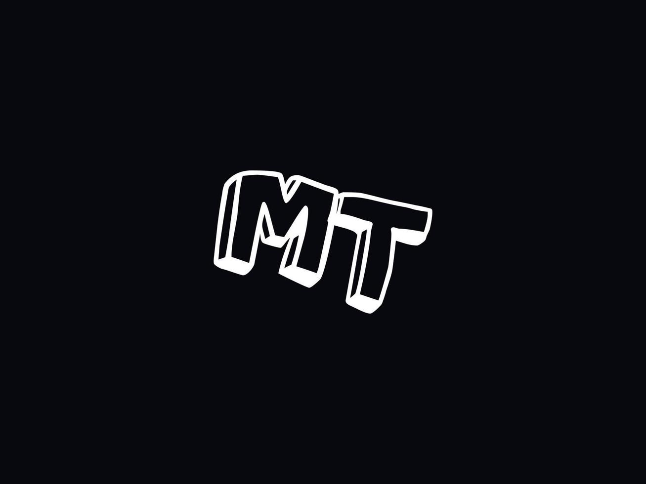 Typography Mt Logo Icon, Black White MT Color Logo Letter Vector