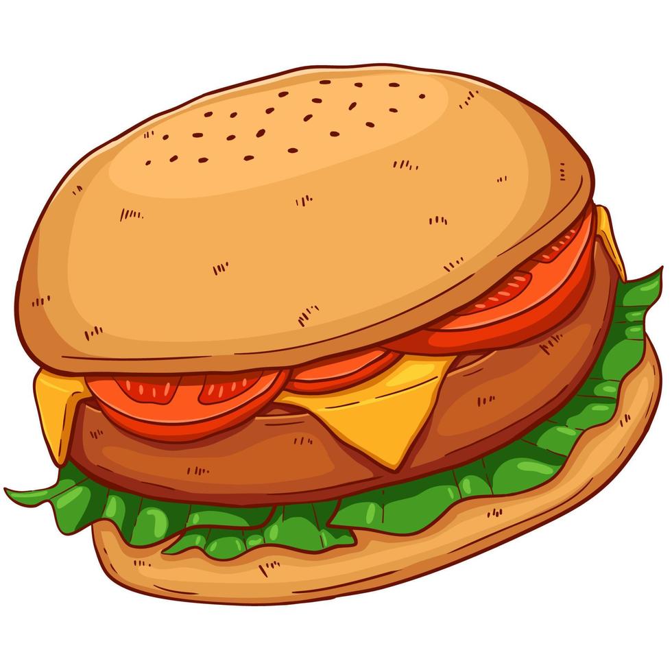 Burger hand drawn cartoon illustration vector