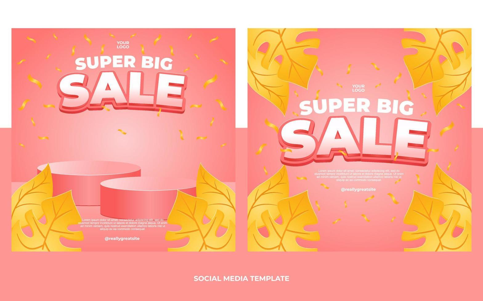 Social media banner square template set vector