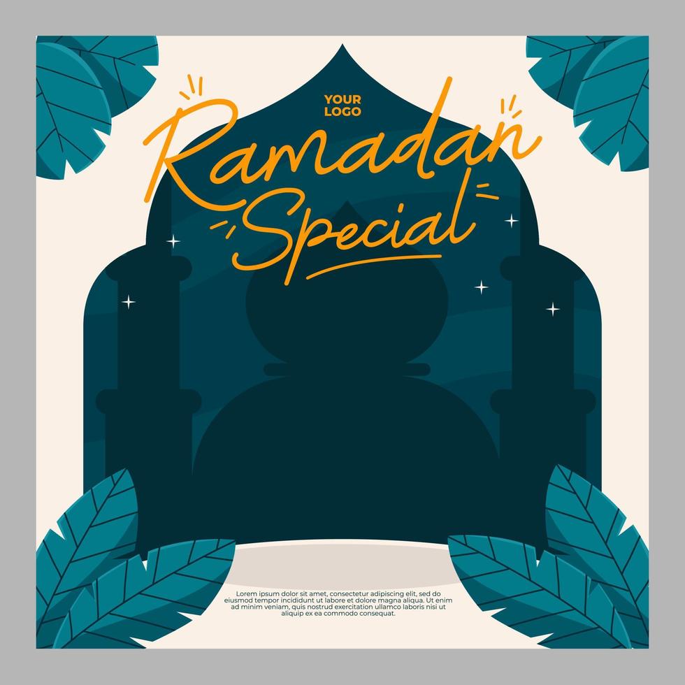 Ramadan social media square banner template vector