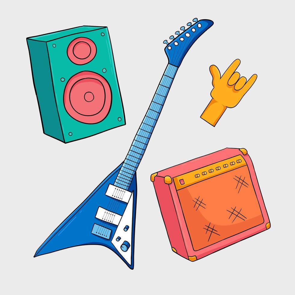 rock música dibujos animados ilustración conjunto vector