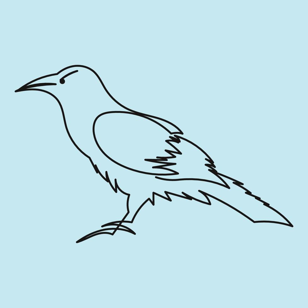 Crow outline drawn vector