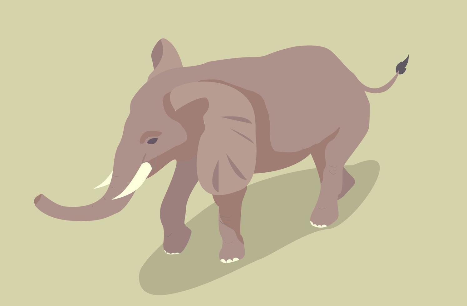 elefante isométrica con sombra vector