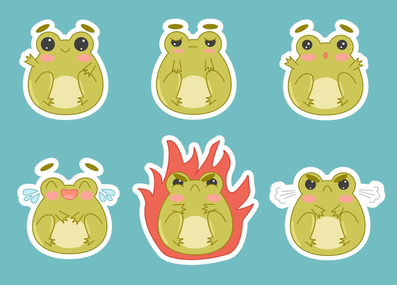 frog sticker pack-cute animal cartoon vector