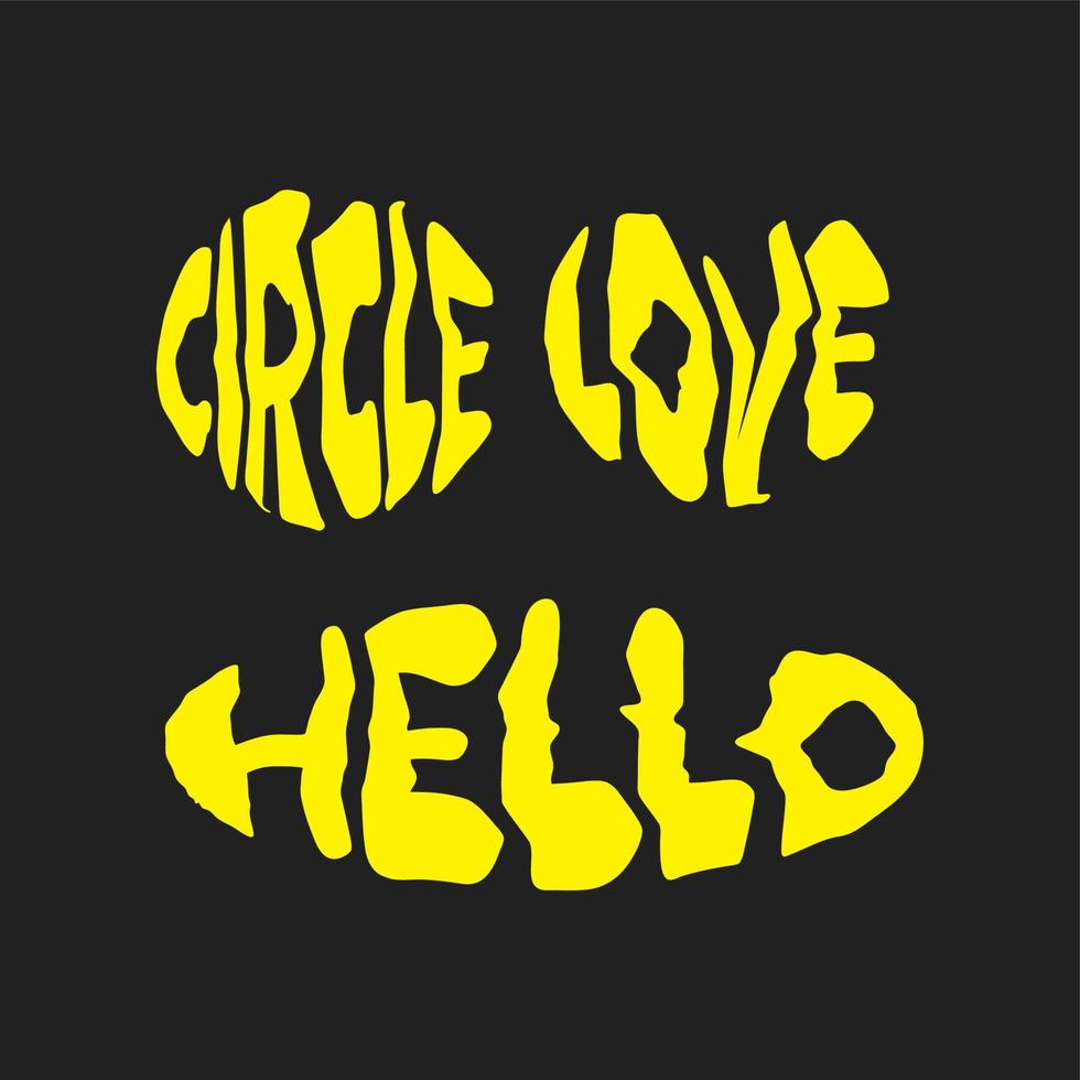 set of handdrawn groovy hippie quote sticker vector