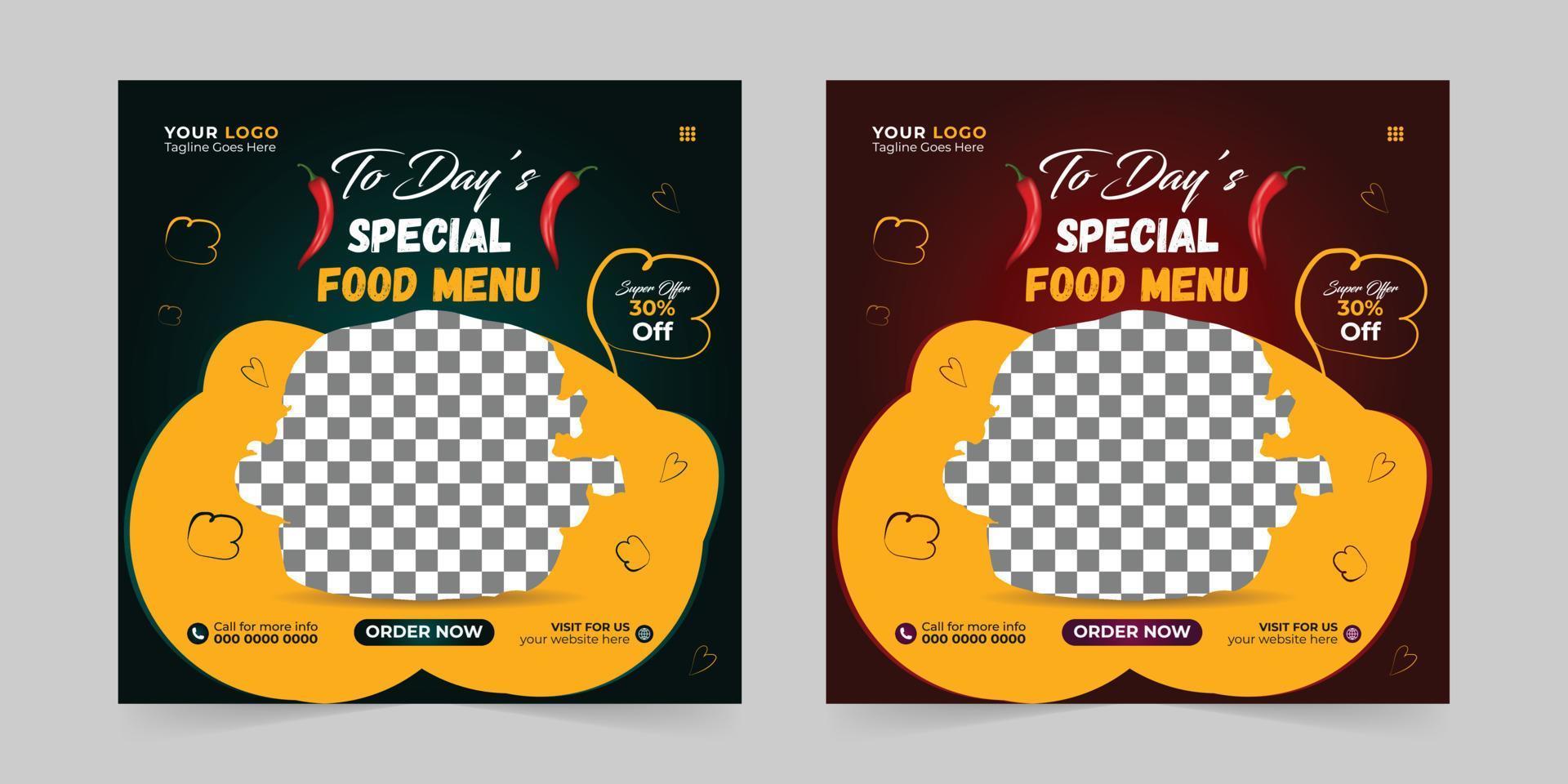 editable comida menú restaurante negocio márketing social medios de comunicación enviar y digital márketing promoción anuncios ventas y descuento web bandera vector modelo diseño