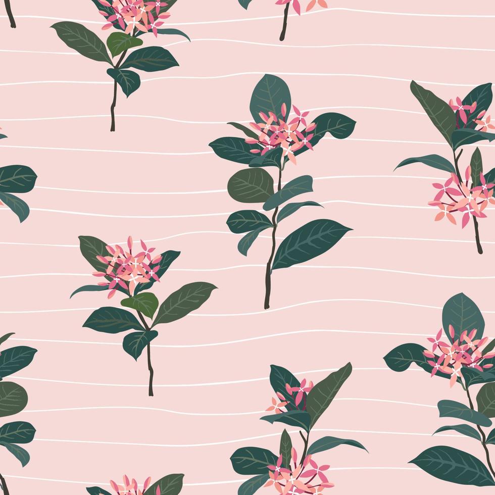 Blooming pink flowers on springtime seamless pattern,design for fashion,fabric,textile,print or wallpaper vector