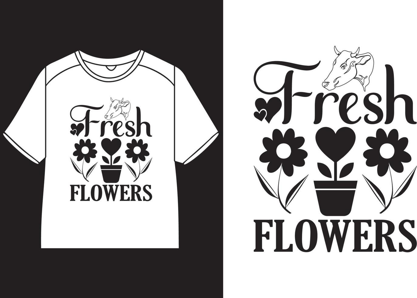 Fresh flowers T-Shirt Design vector