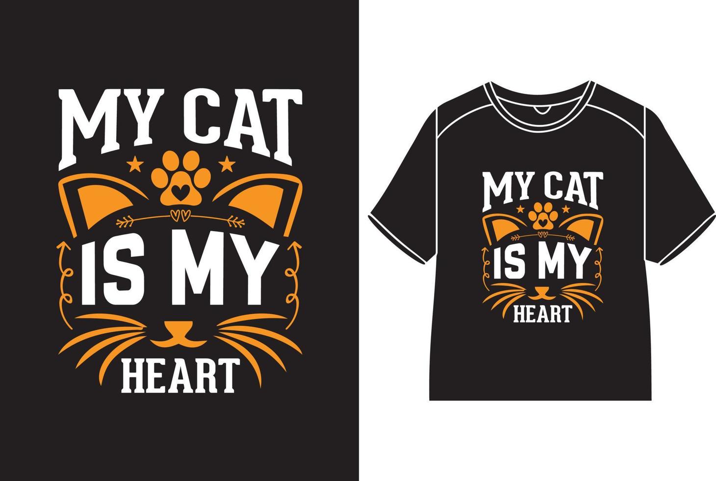 My cat is my heart T-Shirt Design vector