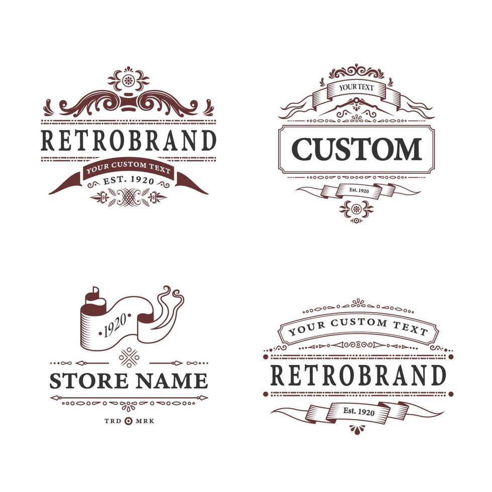 set of logos for a retro brand 20796856 Vector Art at Vecteezy