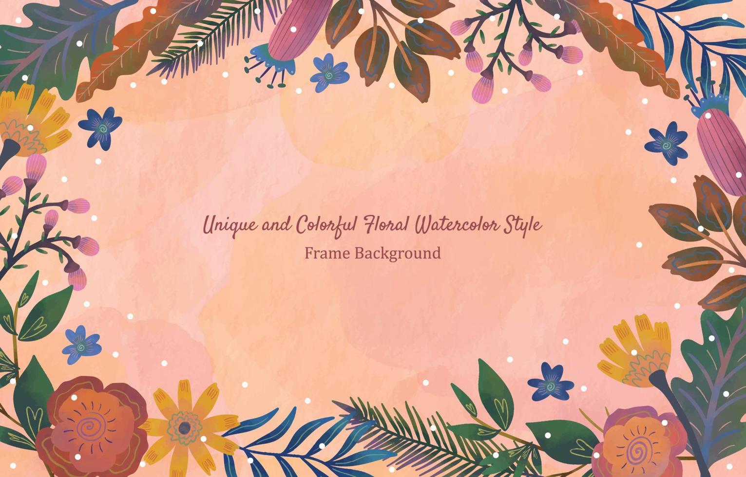 Unique and Colorful Floral Watercolor Style Frame Background vector