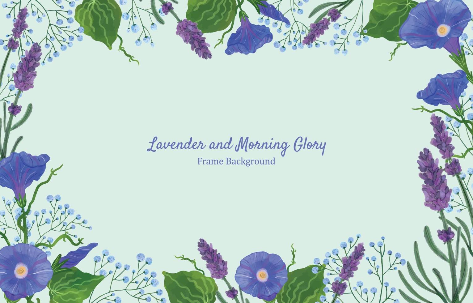 Lavender and Morning Glory Hand Drawn Frame Background vector