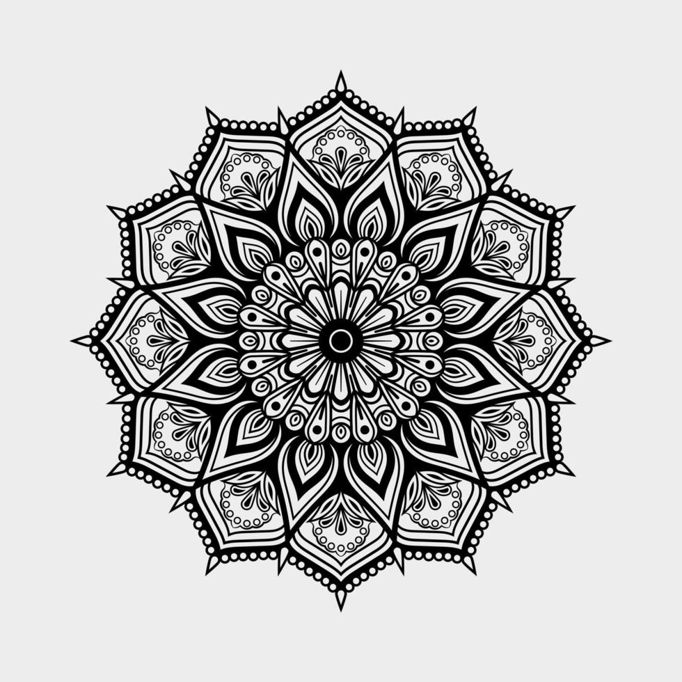 Vector linear floral laser-cutting seamless decorative black and white pattern mandala design