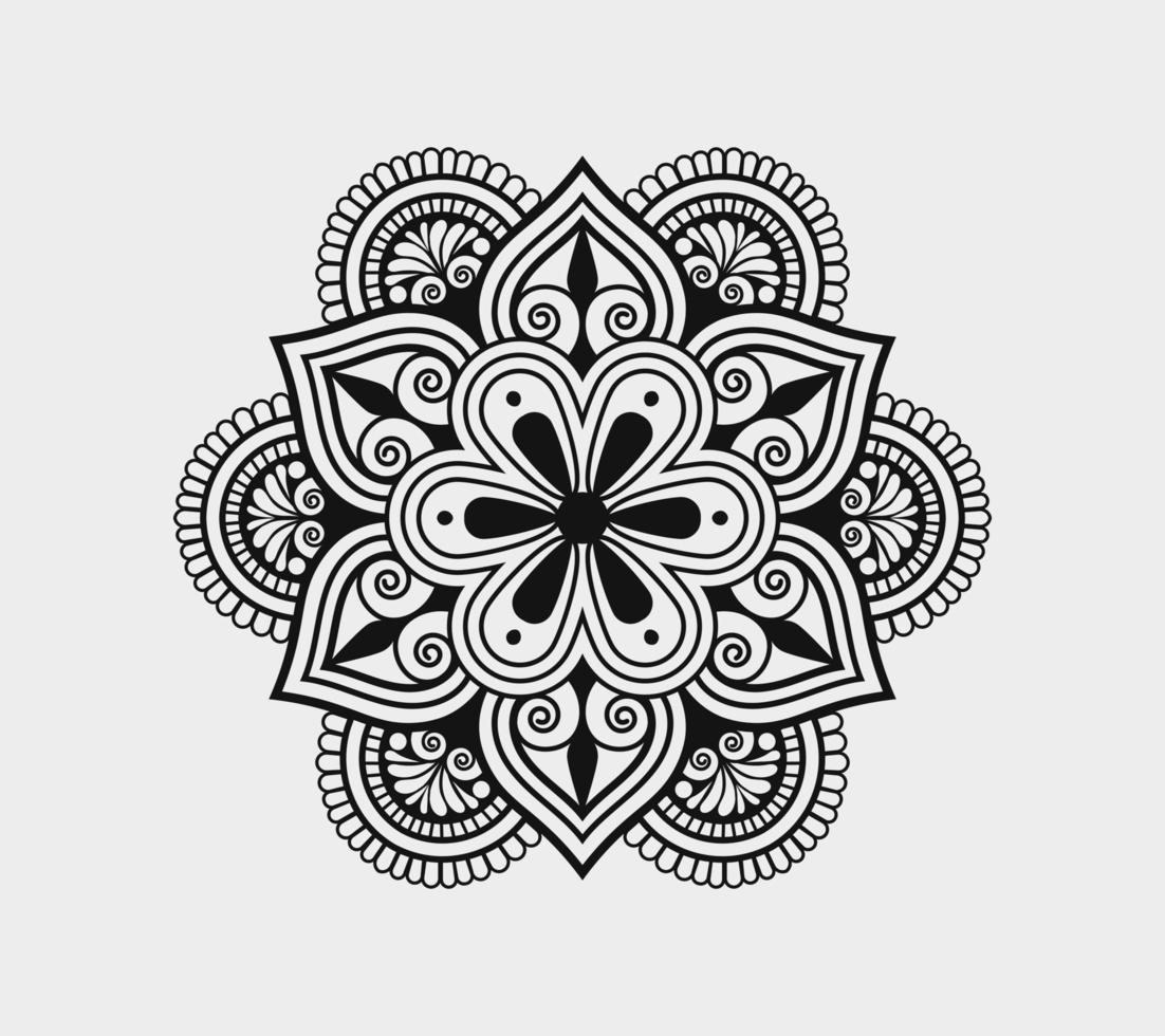 Vector linear floral laser-cutting seamless decorative black and white pattern mandala design